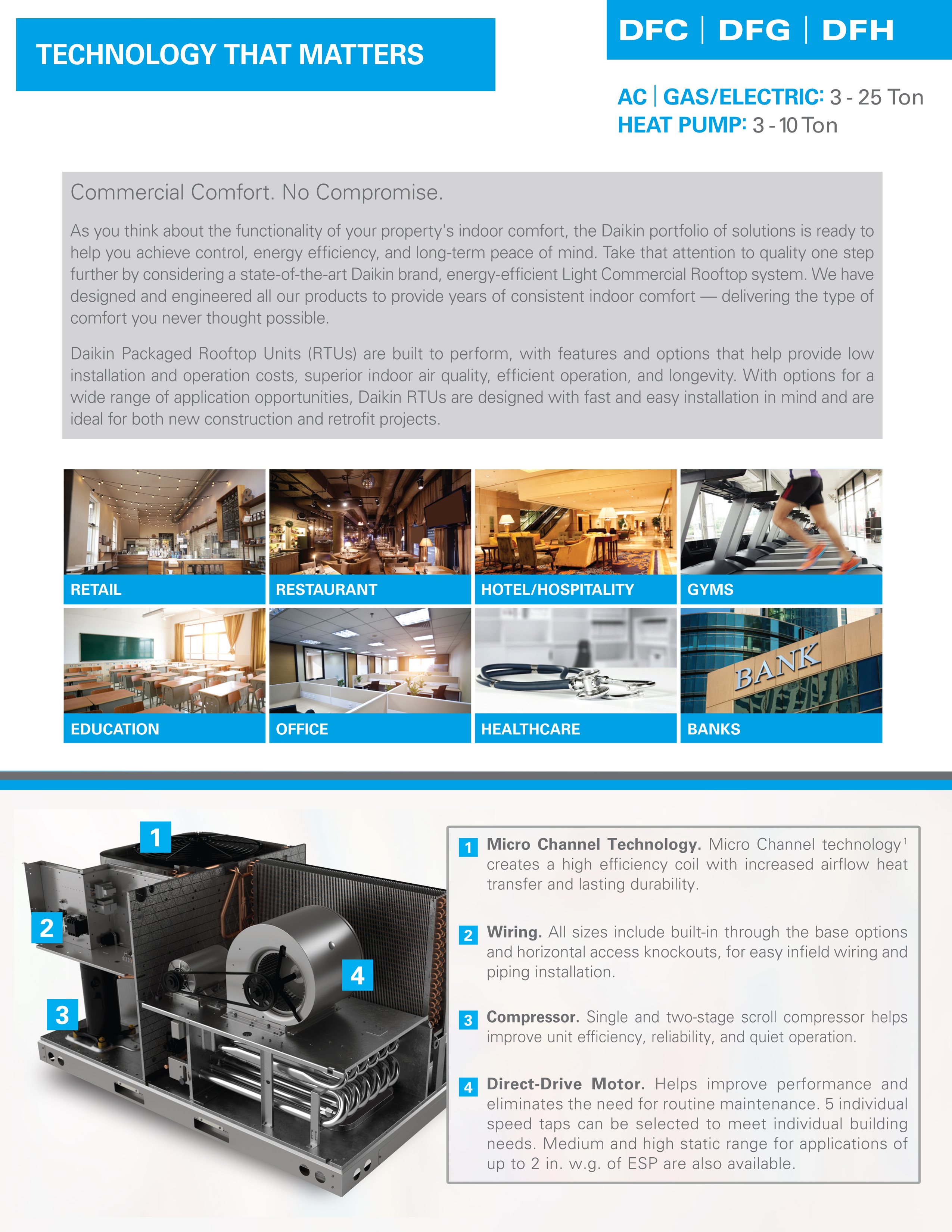 7.5 Ton Daikin Two Speed Heat Pump Package Unit Three Phase, DFH090
